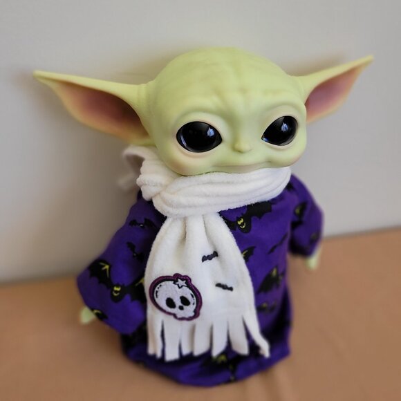 Spooky Bats 2pc Halloween Outfit/scarf set for 11" Mattel Child Grogu Yoda dolls - Picture 3 of 9